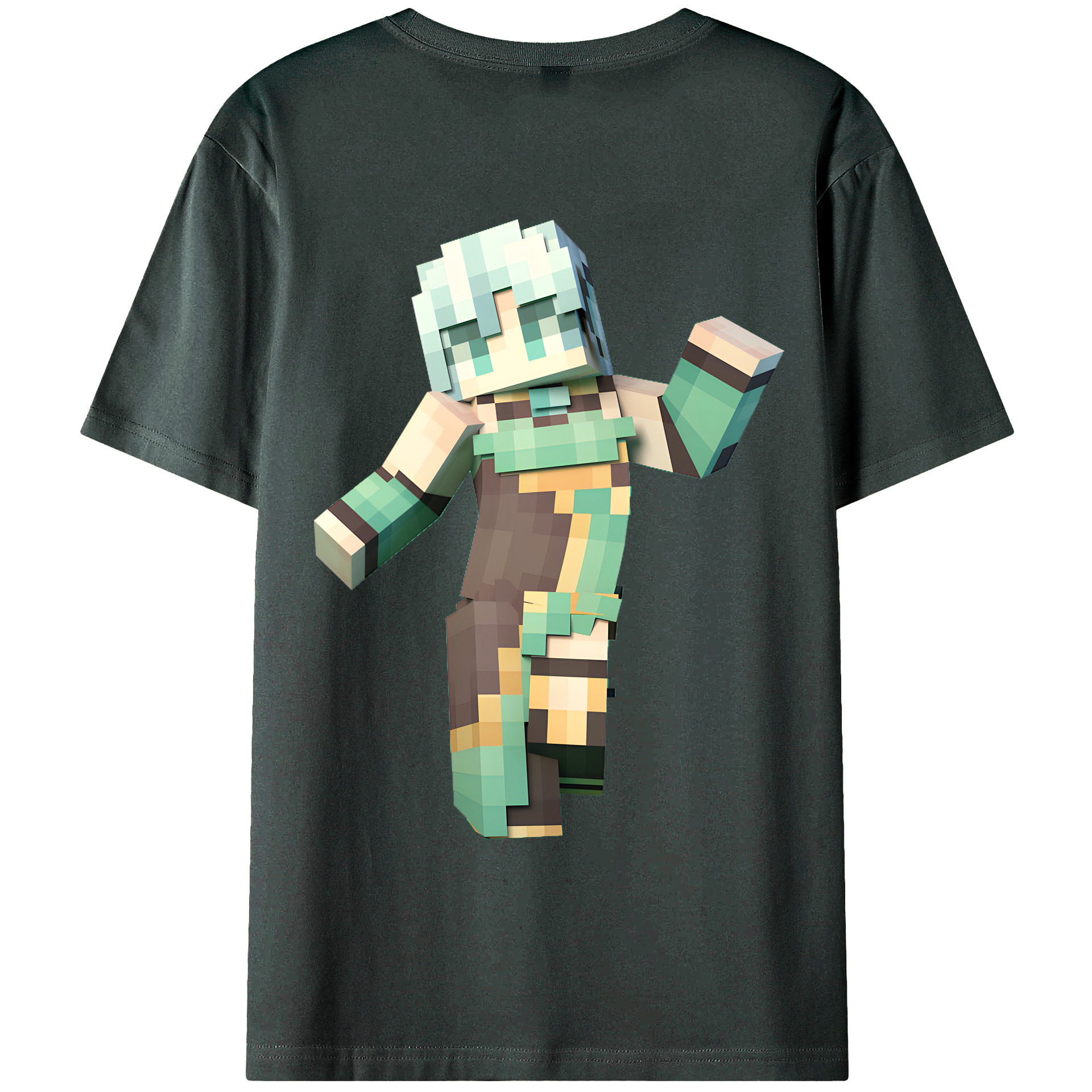 （画像用） マインクラフト ブロックの世界 Minecraft MC Block world 綿100％ メンズ半袖Tシャツ（バックプリント） 通気性